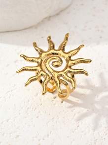 1/3/6 Stück modische, goldplattierte Edelstahl Spiral-Herz & Lächelndes Gesicht verstellbare Ringe, geeignet für Frauen Sommer Strandparty Urlaub Alltag, Geschenke für Paare oder Freunde