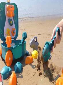 Set 8 pezzi Giocattoli da bagno e da spiaggia per bambini, secchiello da spiaggia, macchina, attrezzi per la sabbia (colore e stile casuali)