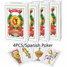 1/2/4 Baralhos de Cartas Espanholas, Baralhos Espanhóis Originais, Cartas Espanholas Originais, Cartas Briscas de Porto Rico, Jogo de Cartas Mexicano, Baralho de Cartas Espanholas