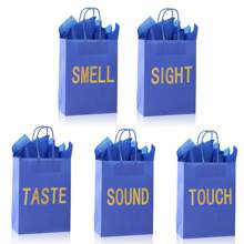 5-Sinne Geschenktüte, passend für Ihn/Sie, beinhaltet 10 Stücke Taschentücher, Papiertüte mit Griff, 5 Sinnes-Geschenkgegenstände, großartig für Valentinstag, Weihnachten, Geburtstag, Hochzeitstag (Schwarz, 21 x 11 x 27 cm)