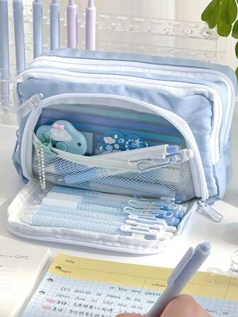 1 pezzo grande borsa per matite di , custodia scolastica coreana per articoli di cancelleria, porta penne per studenti, forniture scolastiche, ritorno a scuola, astuccio per matite, borsa scolastica