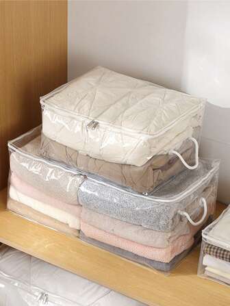 1 pièce Sac de rangement pour couette Sac de rangement transparent pour vêtements de grande capacité Sac d'emballage à l'épreuve de l'humidité pour le déménagement des vêtements