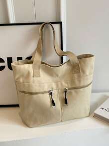 1pc Large-Capacity Canvas Tote Bag For Women, New Style 2025, Suitable For School And Commuting, Crossbody Bag.