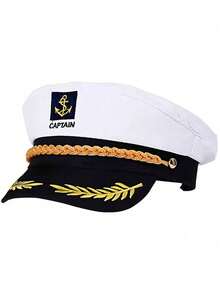1pc Unisex Embroidered Captain Hat, Military Uniform Prop Cap, Suitable For Party Accessories - Multicolor - View 1