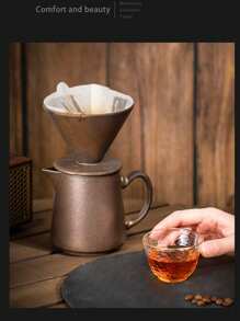 2pcs Ceramic Hand-Drip Coffee Set, Household Filtering Cup, Sharing Pot, Portable Ceramic Coffee Filter Cup, Drip Coffee Maker Set, Japanese Style Coffee Set, Easy To Clean For Office Afternoon Tea Back To School