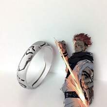 1pc Sukuna Tattoo Design Accessory Set - Adjustable Ring And Earrings, Cosplay Prop Halloween