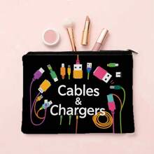 1pc Charger Graphic Cosmetic Bag, Double-Sided Printed Travel Wash Bag, Necessary Item For Business Trip And Travel, Makeup And Toiletry Storage Organizer, Charger Storage, Gift For Friendstravel Essentials Vacation Summer Holiday Back To School School Stuff Bag For School Travel Bag For Women Makeup Bag For Travel