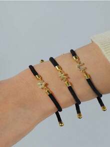 1 Piece Of Fashion Creative Stainless Steel A-Z, 26 English Letter Hand Rope, Can Freely Adjust The Big And Small Hands, Girls Daily Wear Initials Bracelet - Multicolor Zirconium - View 3