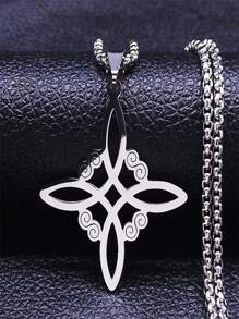 Unisex Stainless Steel Witch Knot Bracelet, Wicca Amulet Bead Jewelry