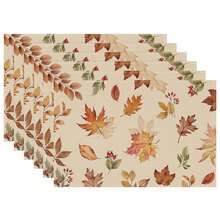 4/6 peças de caminho de mesa de Ação de Graças de outono, capa de mesa de poliéster reutilizável e lavável à máquina com abóbora, folha de bordo, girassol e design "Olá Outono" para decoração sazonal de jantar em casa