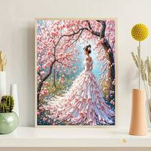 丙烯钻石画套装，森林公主成人无框5D钻石画套装，人造圆形/方形钻石马赛克画，钻石画套装，家居装饰办公室墙面艺术装饰节日礼物 - 彩色 - 查看 4