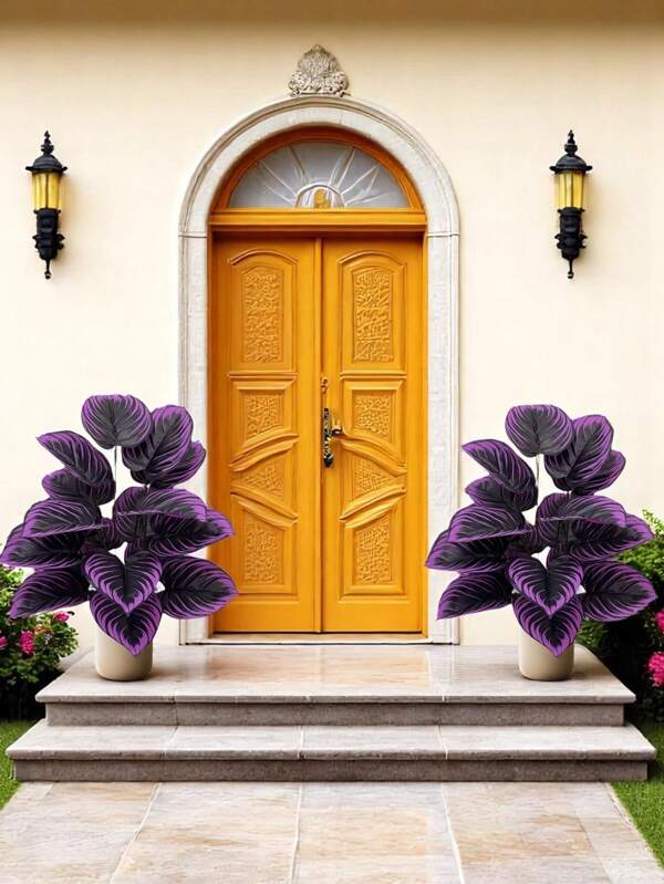 1pc Artificial Purple Plant UV Resistant Artificial Greenery, Suitable For Home, Garden, Hotel, Yard, Cafe, Office, Birthday Party, Wedding And Festival Decor - Plants Only, Suitable For Mother's Day, Easter, St. Patrick's Day, Valentine's Day, Graduation Gift, Garden Decor, Outdoor Plants, Gardening, Fake Flowers, No Pot