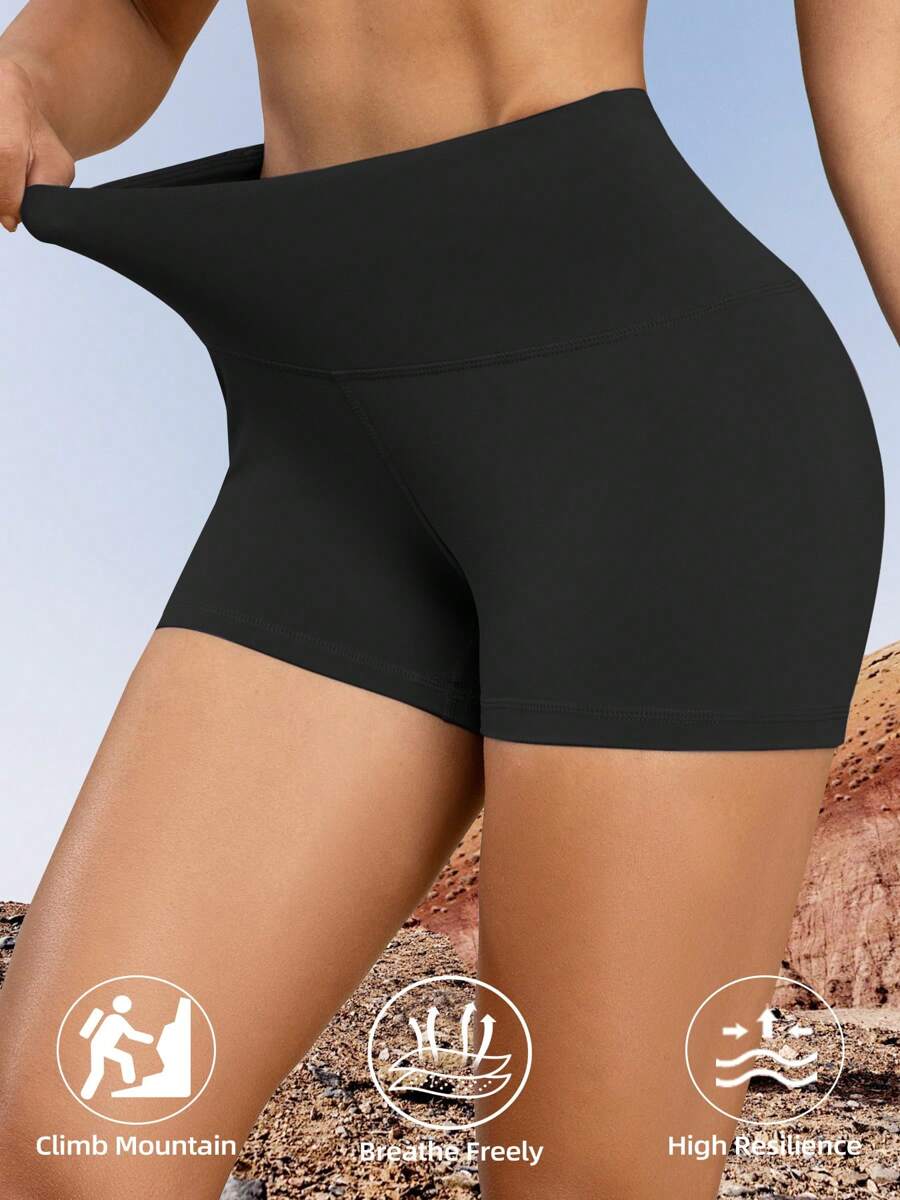 Short de sport extérieur pour femmes, short taille haute de couleur unie avec effet push-up, confortable et respirant, style polyvalent pour l'été