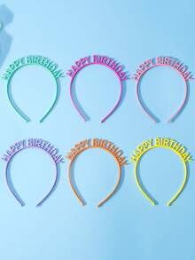 12pcs Plastic Birthday Party Headband Hair Hoop Decorations, Colorful Party Supplies "Happy Birthday" Hair Accessory