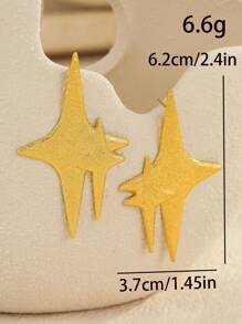1 Pair Sparkling Star-Shaped Long Earrings, Personalized Stacked Star Design To Brighten Your Beauty