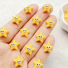 10/20/30 件可爱微型树脂黄色卡通眼睛和星星装饰 - 平面贴纸，适用于 DIY 美甲、剪贴簿、婚礼装饰、工艺品 - 非常适合面部表情美甲和创意项目