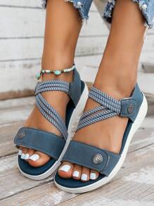 Sandalias de playa personalizadas 2025 para mujeres de baja estatura, sandalias deportivas sueltas y casuales con banda elástica transpirable y antideslizante, cierre de , suela blanda versátil para verano, suela gruesa e impermeable, adecuadas para mujeres embarazadas, livianas y cómodas con punta abierta y de moda