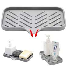 1pc Silicone Soap Sponge Holder For Kitchen Sink, Kitchen Soap Tray, Soap Holder For Kitchen Sink/Bathroom, Sink Soap Tray For Kitchen Counter, Sponge Tray With Drain