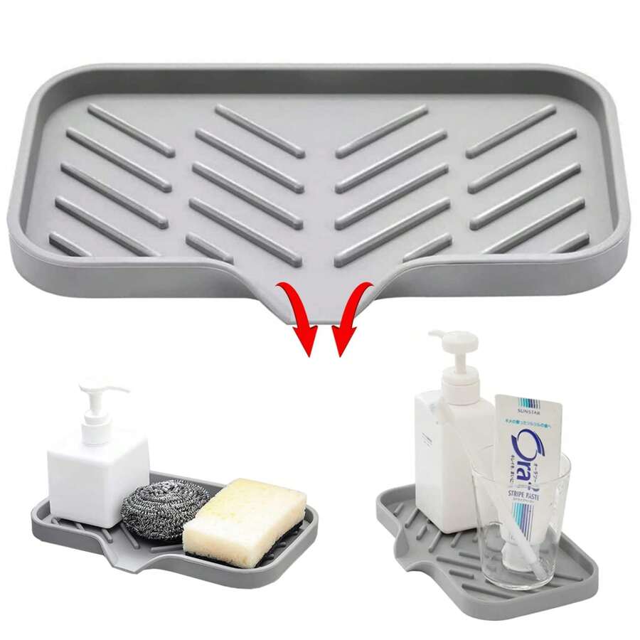 1pc Silicone Soap Sponge Holder For Kitchen Sink, Kitchen Soap Tray, Soap Holder For Kitchen Sink/Bathroom, Sink Soap Tray For Kitchen Counter, Sponge Tray With Drain