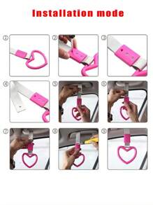 1pc Heart Shaped Pull Handle Cover, Purple/Pink Color Option, Personalized Creative Car Interior Decor Hanging On Car Handle