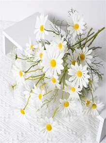 6 bouquets de 30 fleurs blanches simulées - petite marguerite, chrysanthème néerlandais, camomille, bouquet à tenir en main pour la décoration de mariage, photos de bouquet de mariée, décoration de jardin extérieur, accessoires photo, décoration de mariage d'hôtel à la maison, fournitures pour fête d'anniversaire, décoration de chambre, décoration de scène, accessoire de fête DIY, décoration d'automne