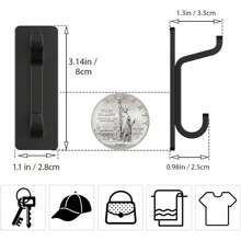 5pcs Heavy Duty Adhesive Wall Hooks - No Drill Sticky Hangers For Bathroom, Kitchen, RV - Modern Black Finish, Holds Coats, Towels, Umbrellas, Bathroom Hooks, Utility Hooks