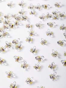 10pcs/30pcs/50pcs/100pcs Various Mini Bee 3D Resin Ornaments, Cartoon Yellow Insect Nail Art Accessories Kawaii Unscented Flat Back Decoration, Multi-Style Jelly Transparent Yellow Wings Small Bee Rhinestone Nail Accessories Suitable For Women DIY Manicure, Nail Salon, Scrapbooking And Crafts, Bee Decoration Middle East Series Japanese And Korean Style