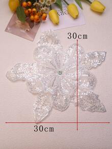 30 厘米 X 30 厘米 3 层厚装饰花卉补丁，带刺绣水晶珠和水钻，DIY 服装配饰，多色 - 多色 - 查看 17