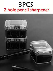 3 pièces de taille-crayons à double trou convenant pour les crayons pour les yeux, les sourcils et les cosmétiques. Taille-crayon portable et multifonction de petite taille
