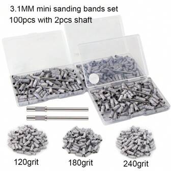 100pcs Sanding Bands For Nail Drill With 2Pcs Mandrel Bit Set, 3.1mm Mini Small Sanding Bands Nail Drill Bits For Acrylic Nails Gel Manicures And Pedicures