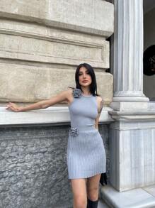 Conjunto de mujer, unicolor casual elegante acanalado