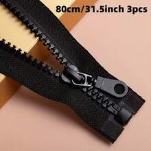 3 件 5 号树脂拉链（黑色和白色）- 多种长度（23.6 英寸、27.6 英寸、31.5 英寸）适用于缝纫、羽绒服、外套和服装 - 彩色 - 查看 13