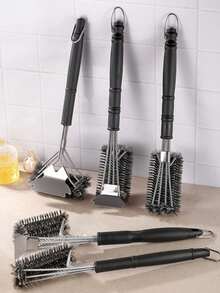 فرشاة شواء متعددة الوظائف كبيرة الحجم، مزودة بشفرة، لتنظيف شبكة الشواء والفرن