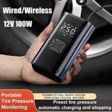 100W 150PSI Wireless/Wired Portable Air Compressor, 4500mAh With Digital LED Display Car Tire Inflator Pump, Suitable For Cars, Bicycles, Motorcycles, Balls