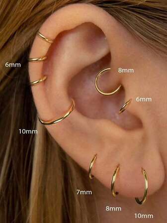 1pc Minimalist Stainless Steel Gold Round Seamless Continuous Hoop Earring