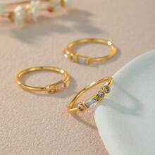 1pc Initial Morse Code Ring Crystal Ring With Personalized Letter Cute Jewelry For Couples Anniversary Gift - Gold - View 12