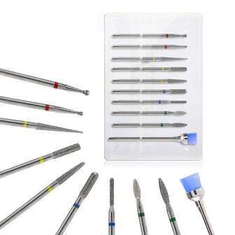 10 pièces Ensemble de forets à ongles, kit de forets à cuticules en diamant 3/32 pouces pour lime à ongles électrique, outils de manucure et de pédicure pour retirer les ongles en acrylique et en gel, fournitures de soins des ongles pour le salon et la maison, argent, fournitures pour ongles, outils pour ongles, outils d'art pour ongles, rentrée scolaire, ongles, outils pour ongles à clipser