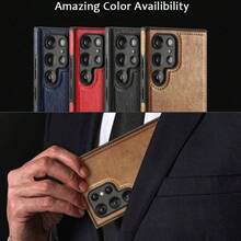 Shockproof Slim Leather Case Compatible With Samsung Galaxy S25 S24 S23 S22 Plus Ultra Cover Gift For Birthday, Mother, Family, Friends, Boyfriend, Girlfriend - màu nâu - Xem 3