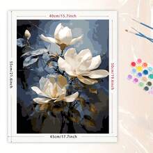 DIY Number Painting Kit For Adults, 40*50cm With Paints And Brushes, Ideal For Stress Relief, Digit Painting, Handmade Filling Numbers, Elegant Magnolia, Brings Good Mood, Room Decor Wall Art, Crafts, Beginner Painting, Perfect Gift For Friends (Frameless) - Multicolor - View 7