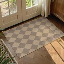 Checkered Easy Jute 3x5 Outdoor Patio Rug, Washable Rugs For Entryway Diamond Indoor Outdoor Living Room Carpet, Farmhouse Neutral Non Slip Black Door Carpet For Backyard Bedroom - 自然/棋盤-2 - 查看 1