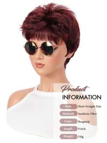 Women Wig 6 Inch Red Short Pixie Cut Synthetic Wig High Density Heat Resistant Fiber Breathable Rose Net Cap Versatile For Daily Party Music Festival Or Carnival