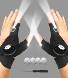 LED Flashlight Gloves, Gifts For Men Him Boyfriend Husband, Cool Gadget Finger Lights Waterproof For Camping Fishing Repairing, Fathers Day Christmas Birthday Gift - Black - View 1