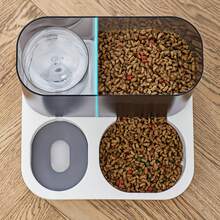 [带双碗和饮水器的自动猫狗喂食器]- 重力食物分配器，适用于小型宠物和幼犬/小猫