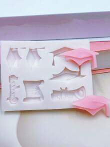 1个毕业帽和文凭形状硅胶模具