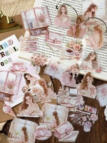 MOCARD 40 pezzi/confezione Adesivi dolci per ragazze, adesivi vintage creativi e di , forniture per decorazione fai-da-te, scrapbooking e bricolage, regalo per le vacanze, decorazioni personalizzate per scrapbook, cancelleria scolastica, forniture scolastiche, ritorno a scuola