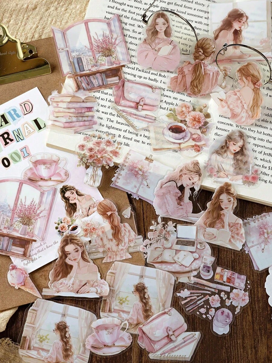 MOCARD 40 pezzi/confezione Adesivi dolci per ragazze, adesivi vintage creativi e di , forniture per decorazione fai-da-te, scrapbooking e bricolage, regalo per le vacanze, decorazioni personalizzate per scrapbook, cancelleria scolastica, forniture scolastiche, ritorno a scuola