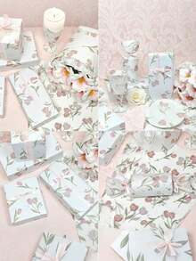 20pcs Tulip Flower Pattern Thin Paper, 50*35cm (19.7"*13.78"), Suitable For DIY Crafts, Eucalyptus Pattern Thin Paper, Retro Palace Swimming Spring Scenery Gift Wrapping Paper, Spring Party Wrapping Paper - Multicolor - View 12