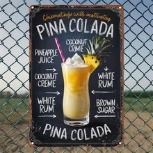 1 pièce Panneau mural en métal vintage, Plaque rétro de recette de Colada, pour jardin, chambre, garage, décoration de Noël