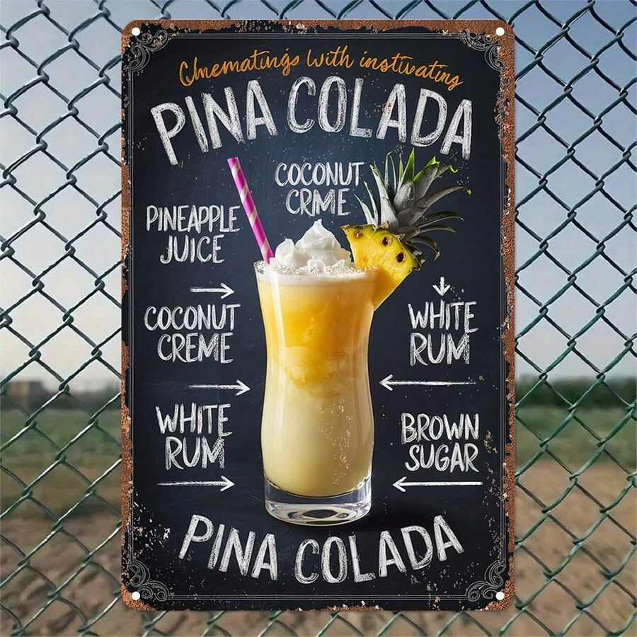 1 pièce Panneau mural en métal vintage, Plaque rétro de recette de Colada, pour jardin, chambre, garage, décoration de Noël