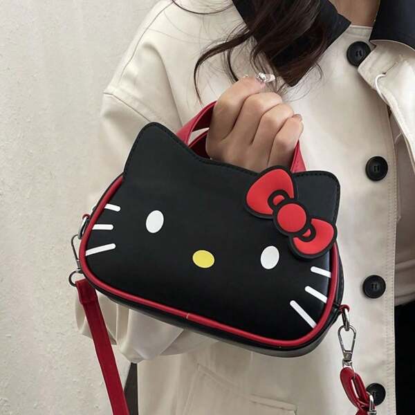 Sanrio 1pc New Cute Cartoon KT Cat Handbag, Large Capacity Commuter Student Shoulder Crossbody Bag For Women